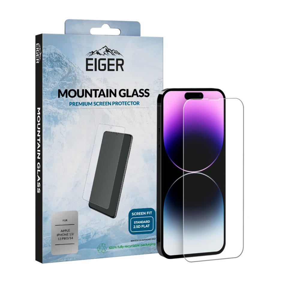 Eiger Mountain Glass Screen Protector 2.5D for Apple iPhone 13 / 13 Pro / 14 in Clear