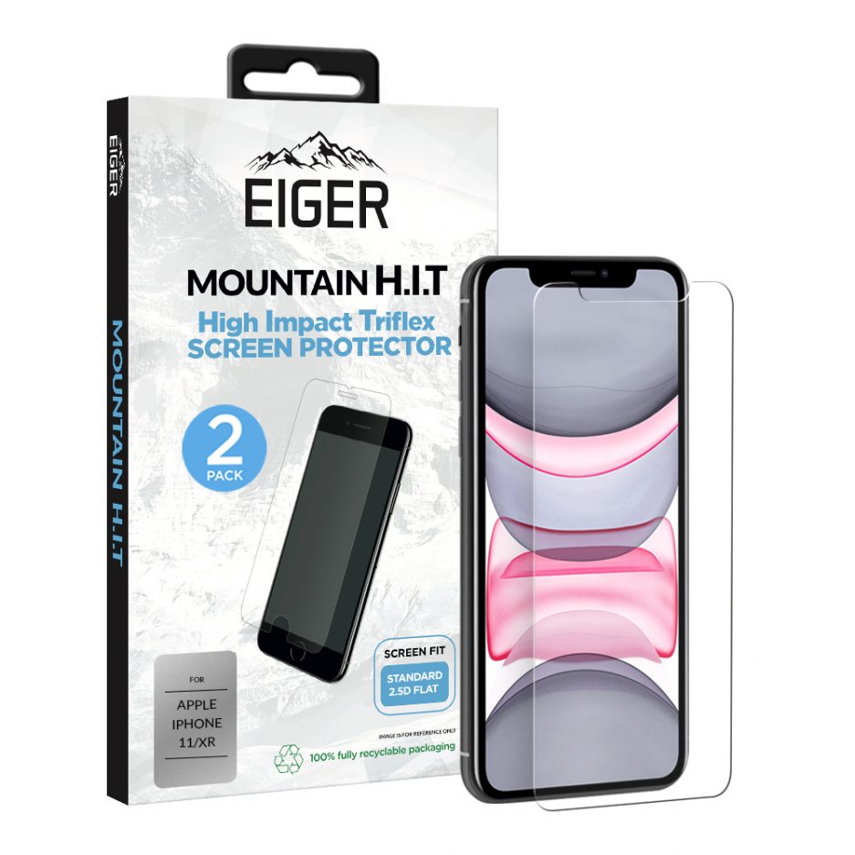 Eiger Mountain High Impact Triflex Screen Protector (2 Pack) for Apple iPhone 11 / XR