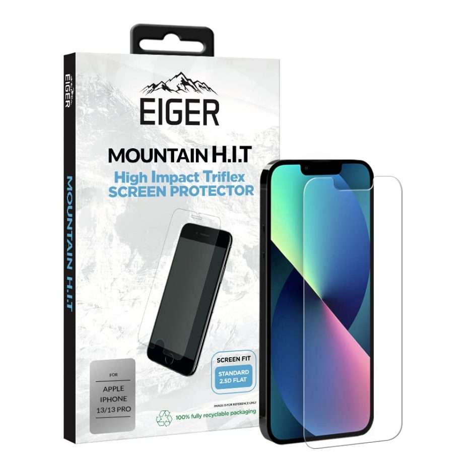 Eiger Mountain H.I.T. Screen Protector (1 Pack) for Apple iPhone 13 / 13 Pro / 14 in Clear / Transparent