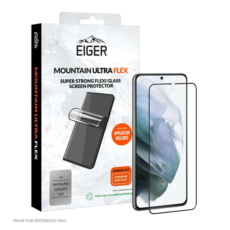 Eiger Mountain Ultraflex Flexiglass 2.5D Screen Protector for Samsung Galaxy S22 in Clear / Transparent.