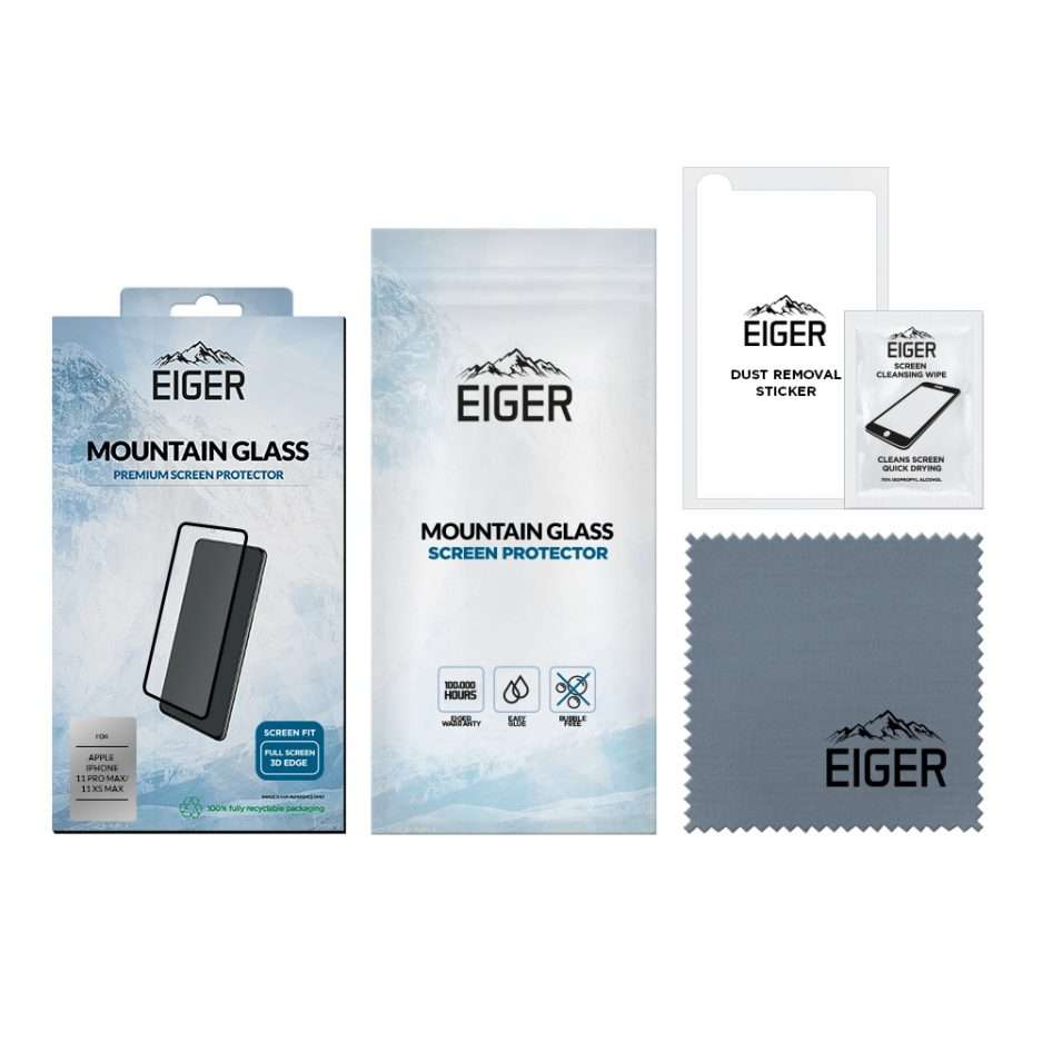Eiger Mountain Glass Screen Protector 3D for Apple iPhone 11 Pro Max / XS Max in Clear / Black