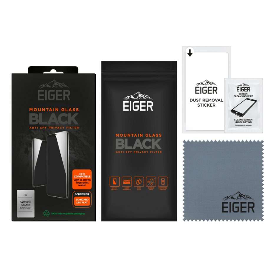 Eiger Mountain Black Privacy 2.5D Screen Protector for Samsung Galaxy S22+ / S23+ in Black